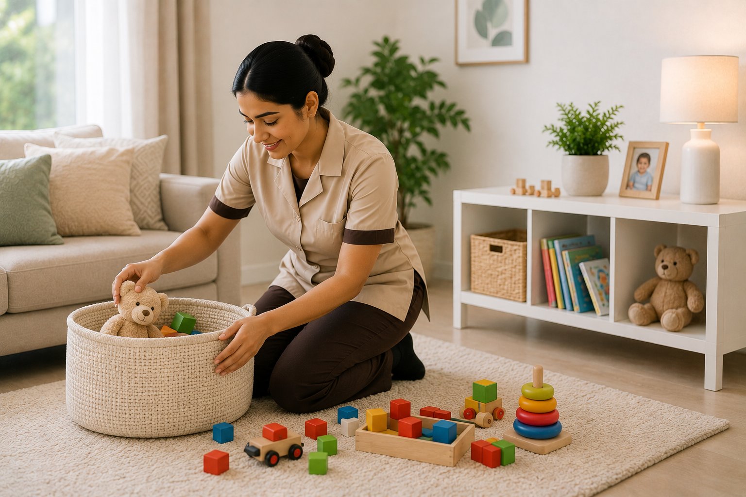 Organising toys in a living room