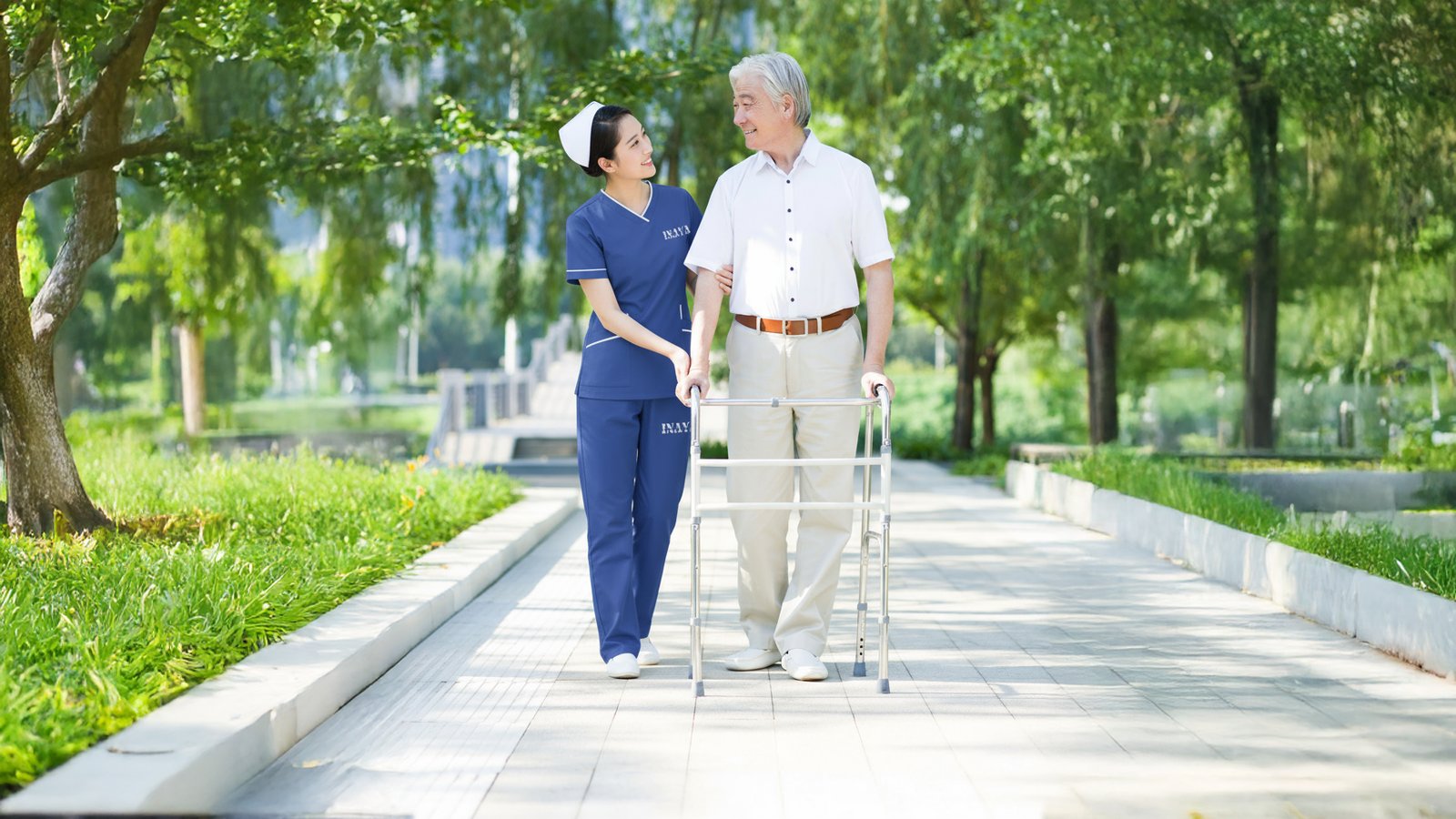 Walking support on an outdoor path
