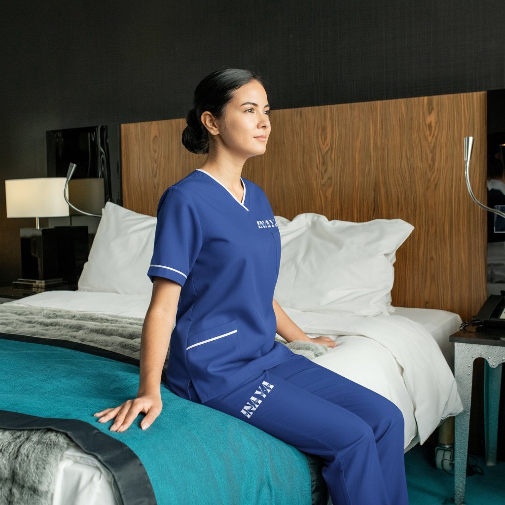 INAYA uniform seated in a bedroom