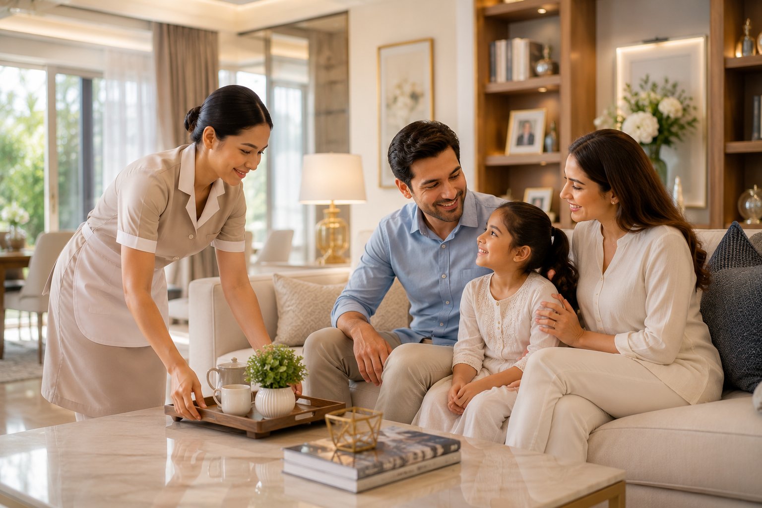 Serving refreshments in a family living room