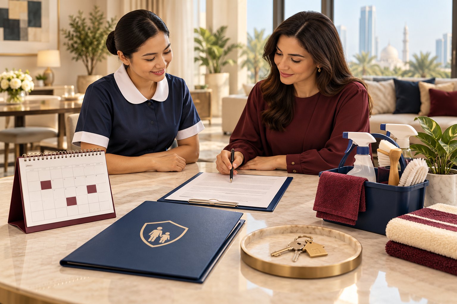 Planning household tasks with a calendar and documents