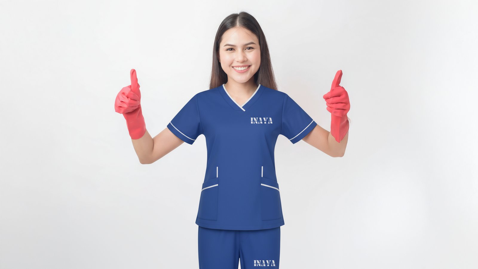INAYA uniform with protective gloves
