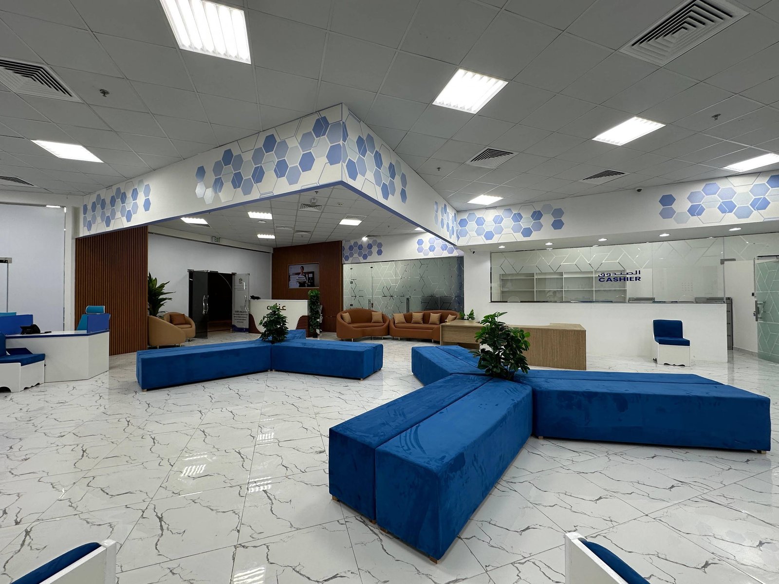 INAYA Ajman reception, waiting benches and service hall